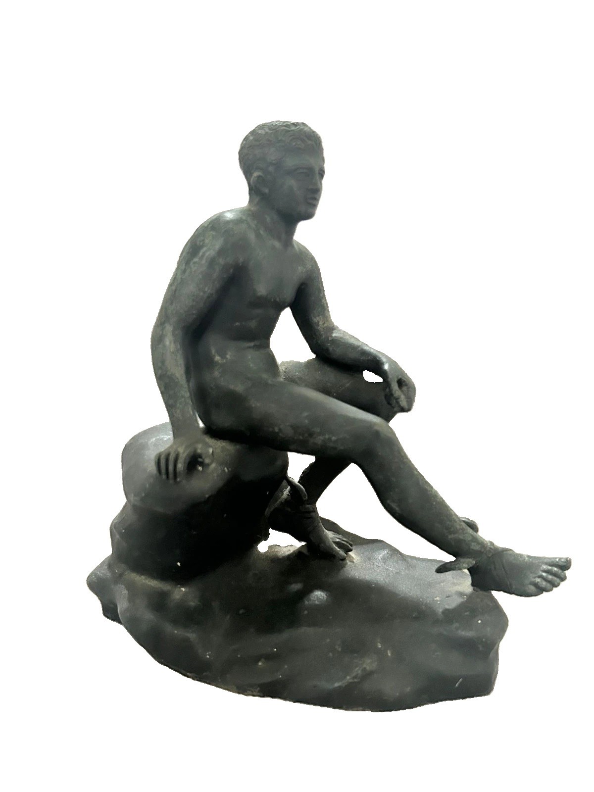 19TH C GRAND TOUR BRONZE SEATED HERMES MERCURY AFTER THE ANTIQUE