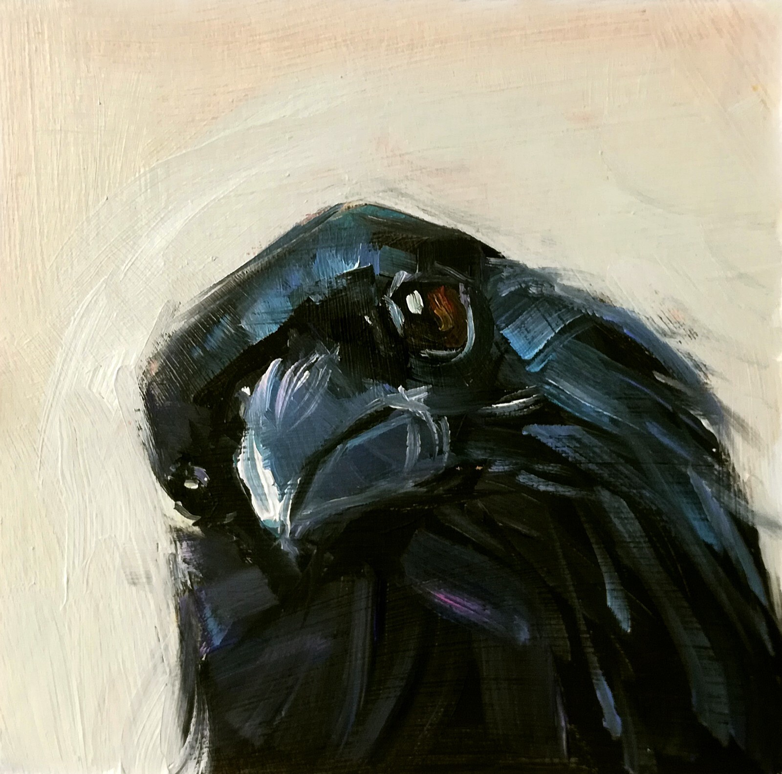 Original Oil Painting Crow Raven Art Black Bird Impressionism Custom Artwork