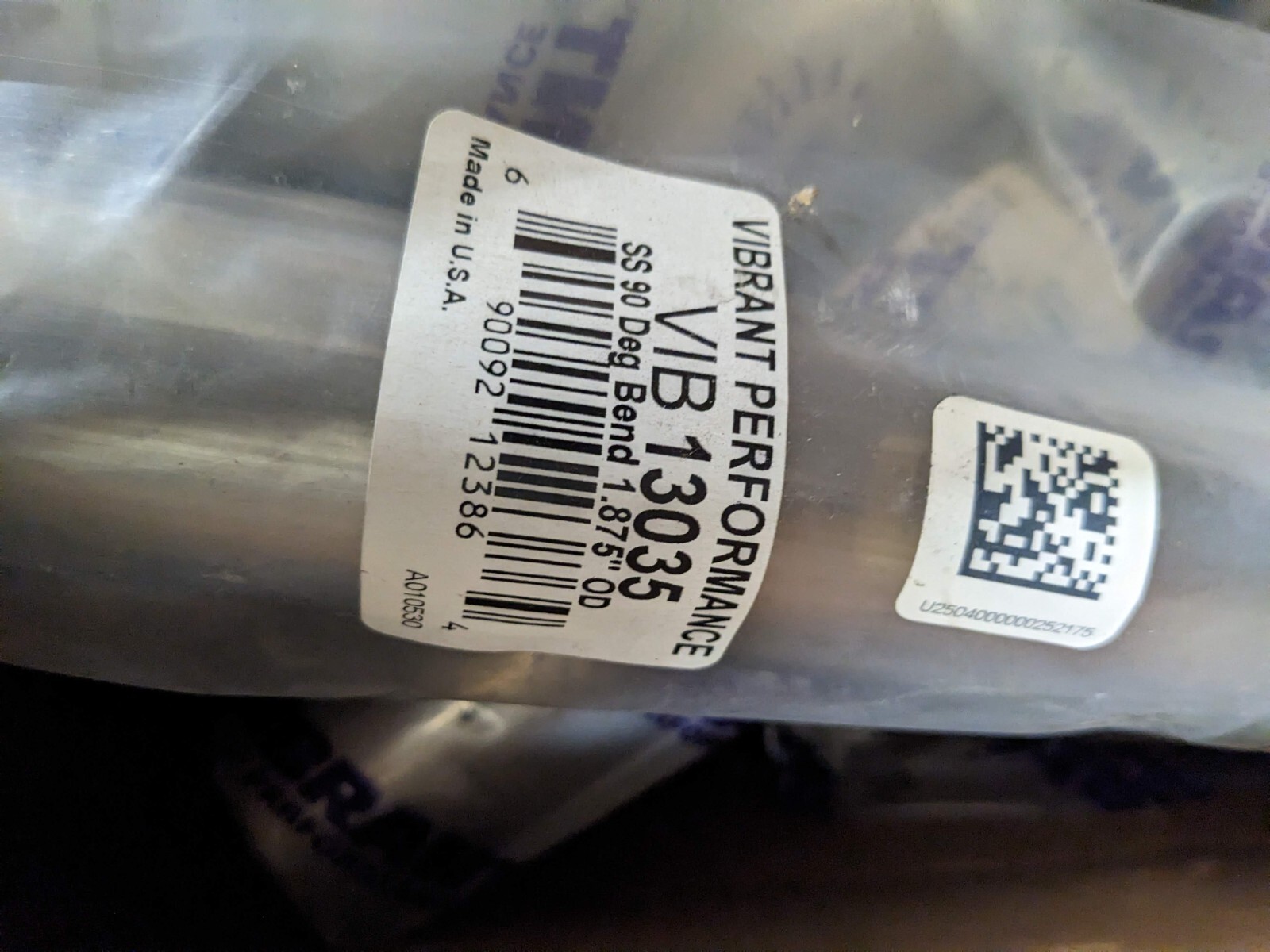 Vibrant Performance 13035 304 Stainless Tubing 16ga, 1.875, mandrel bend. Vibrant Performance 13035 304 Stainless Tubing 16ga, 1.875, mandrel bend.