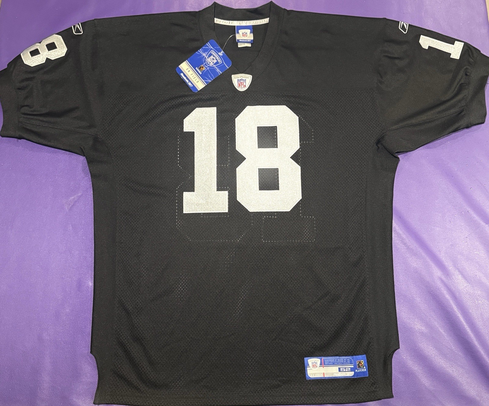Authentic 2006 Randy Moss #18 Oakland Raiders On Field Reebok Jersey 52 NWT Authentic 2006 Randy Moss #18 Oakland Raiders On Field Reebok Jersey 52 NWT