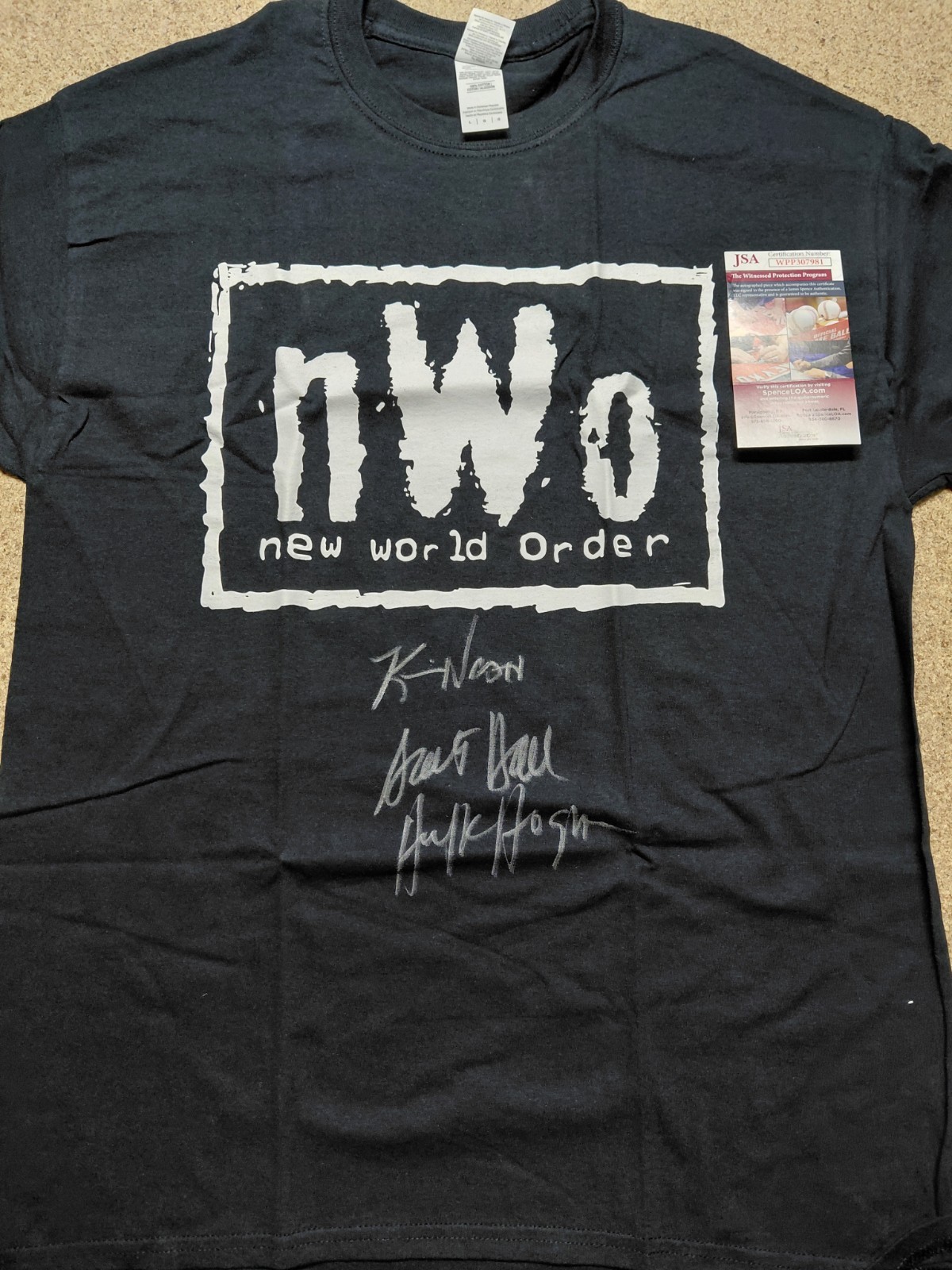 Hulk Hogan Kevin Nash Scott Hall Signed NWO Shirt JSA COA Authentic Auto WWE HOF Hulk Hogan Kevin Nash Scott Hall Signed NWO Shirt JSA COA Authentic Auto WWE HOF