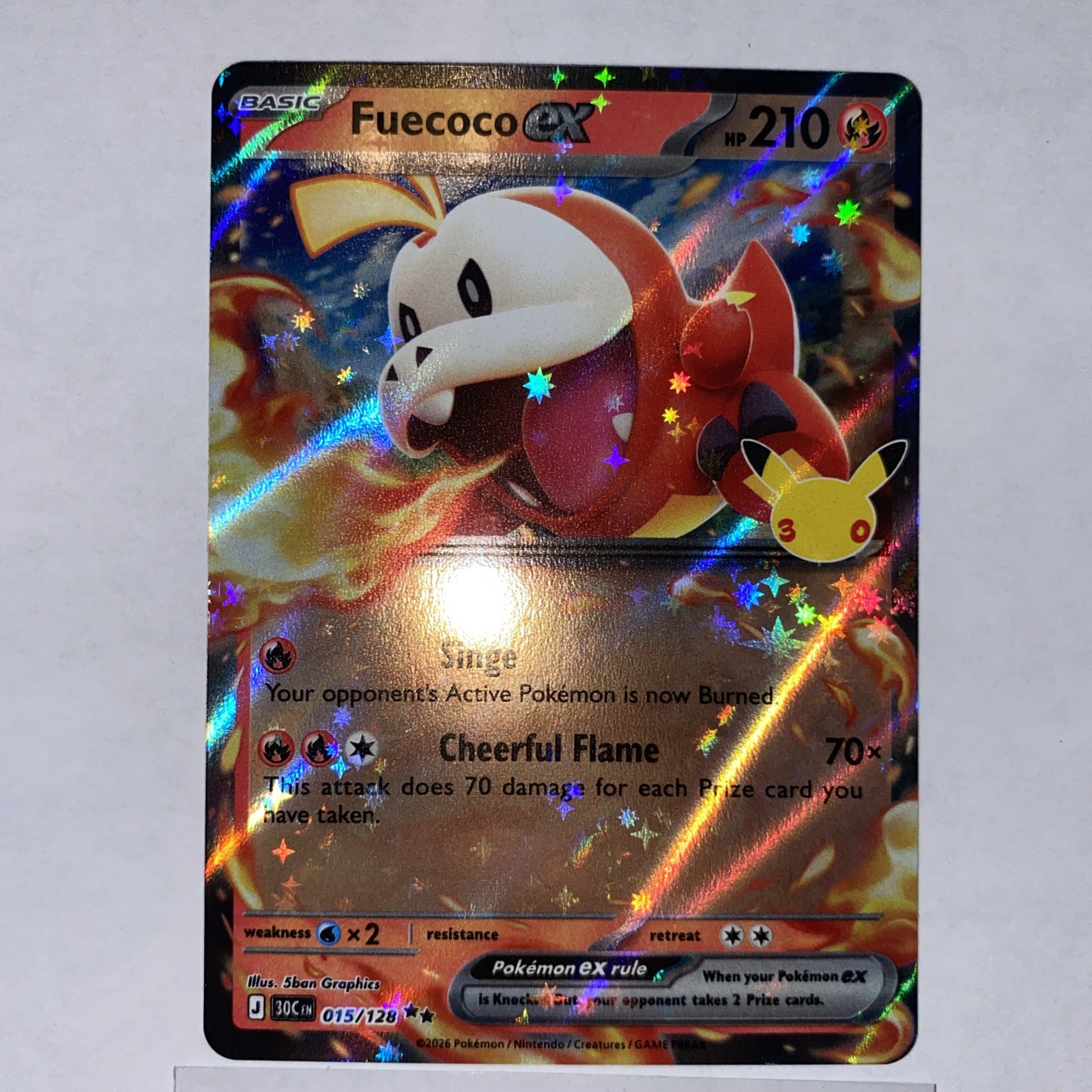 The Pokémon Company Fuecoco ex 30th Anniversary EX Holo English 015/128