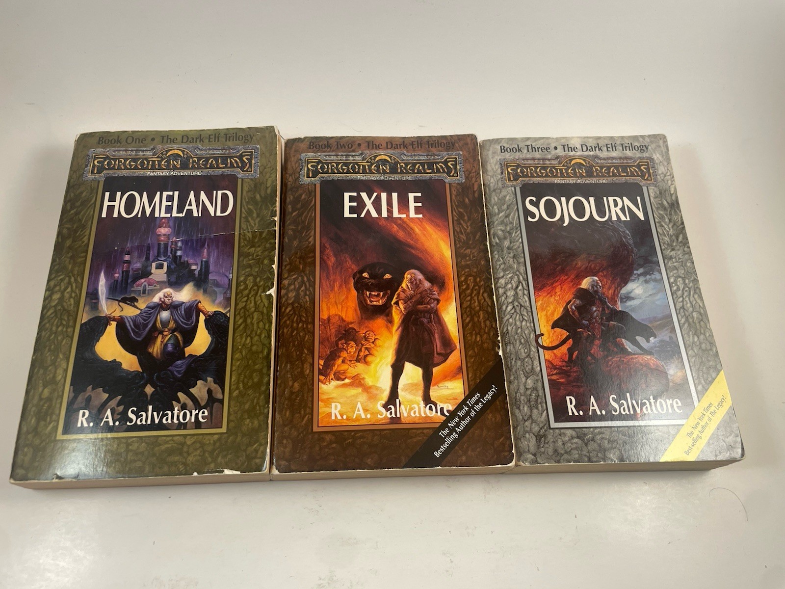 Forgotten Realms Dark Elf Trilogy Salvatore Paperback Book Set Drizzt D&D Lot