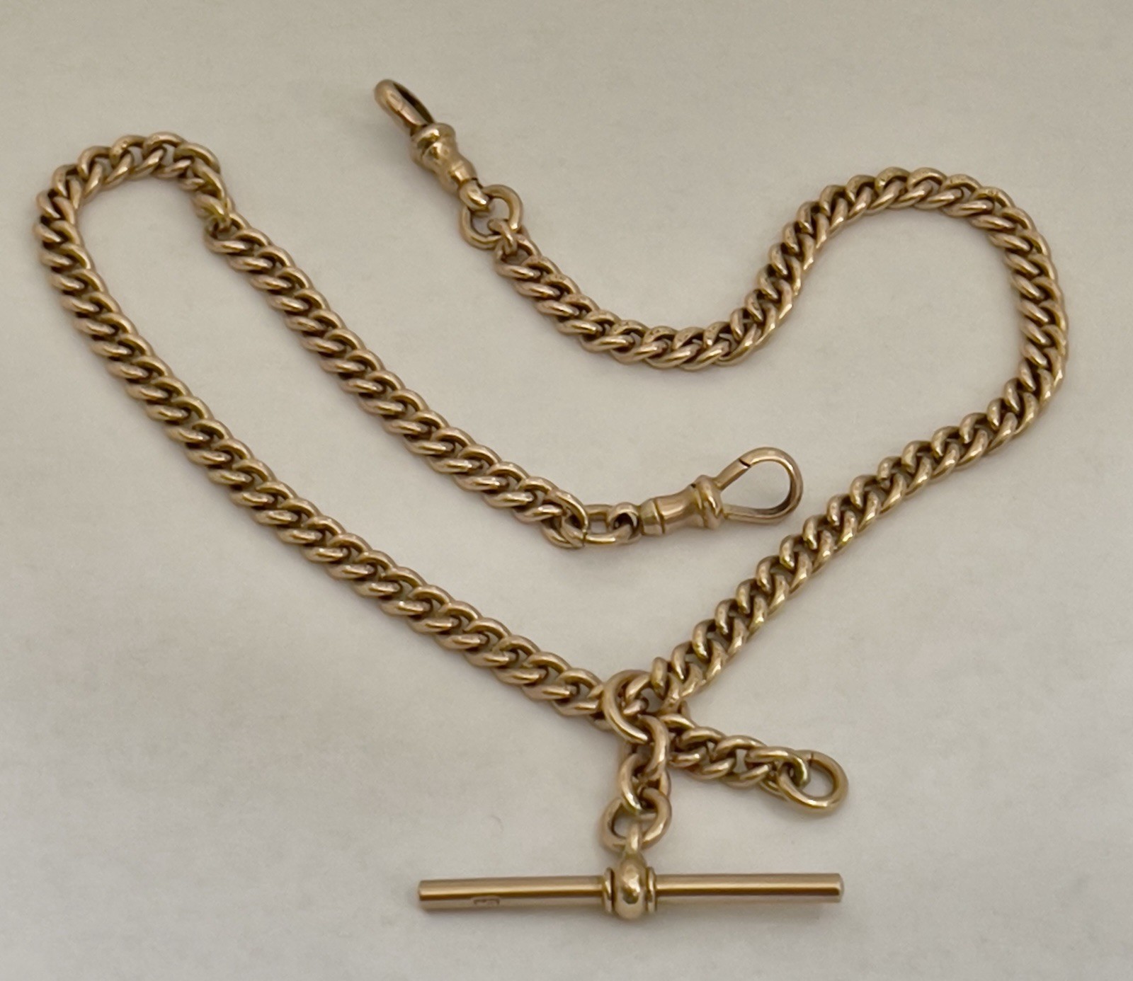 ANTIQUE 9CT ROSE GOLD ALBERT POCKET WATCH CHAIN 27 grams