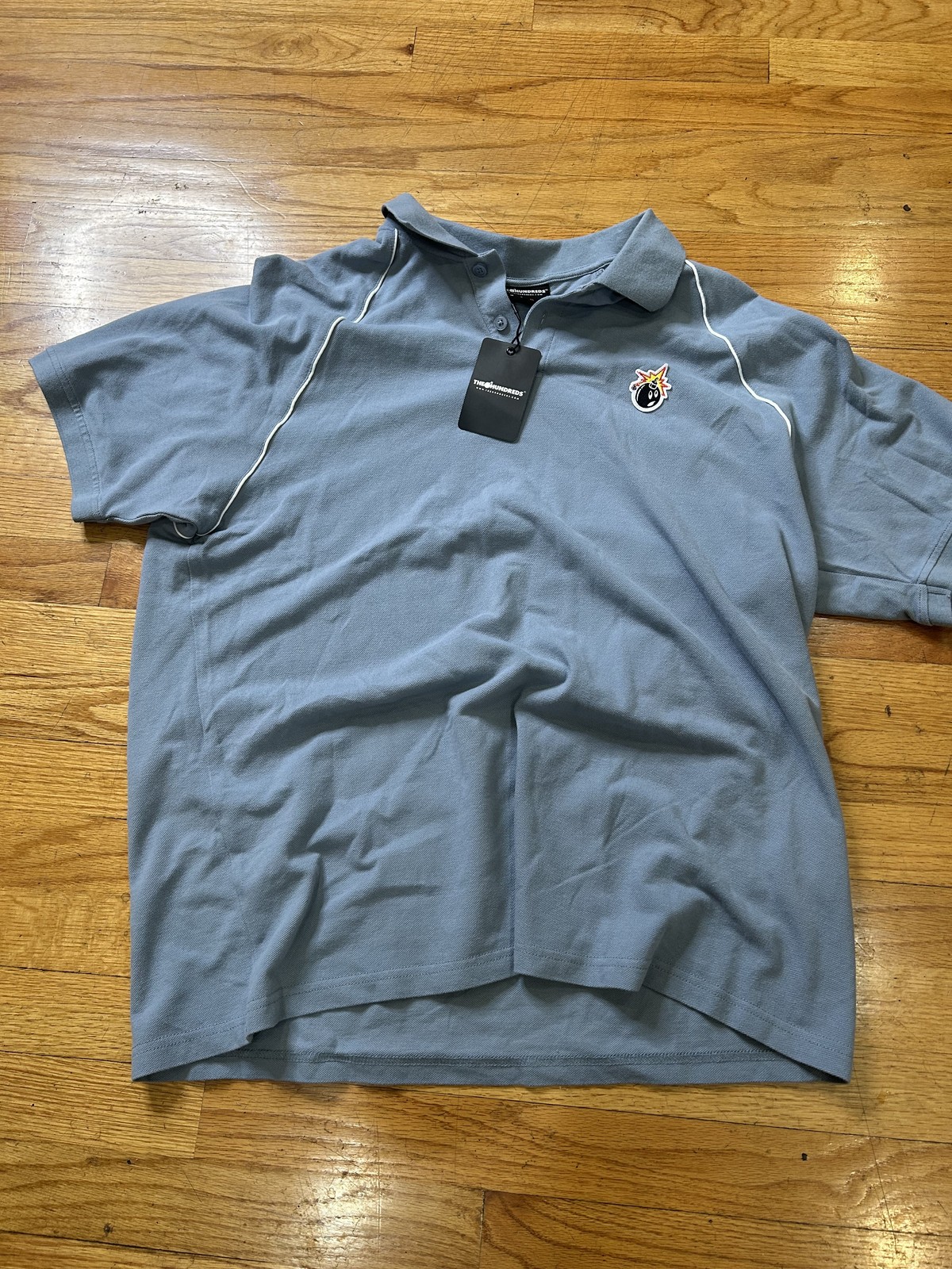 The Hundreds Embroidered Patch Pique SS Polo Shirt Blue Size XL New w/ Tags The Hundreds Embroidered Patch Pique SS Polo Shirt Blue Size XL New w/ Tags