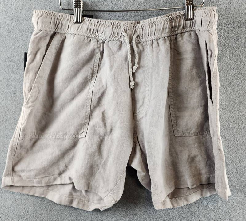 The Mens Store at Bloomingdale Solid Linen 7 Shorts 38 Sand Drawstring waistband