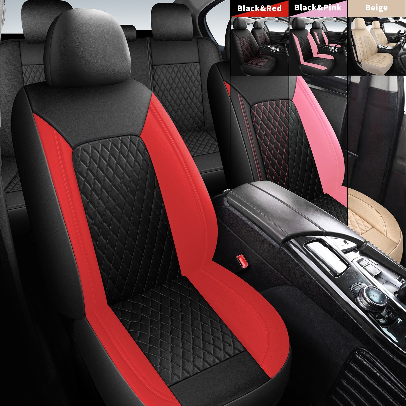 AXLCORE Waterproof Leather Car Seat Covers 5-Seat Front Rear Full Set Protectors