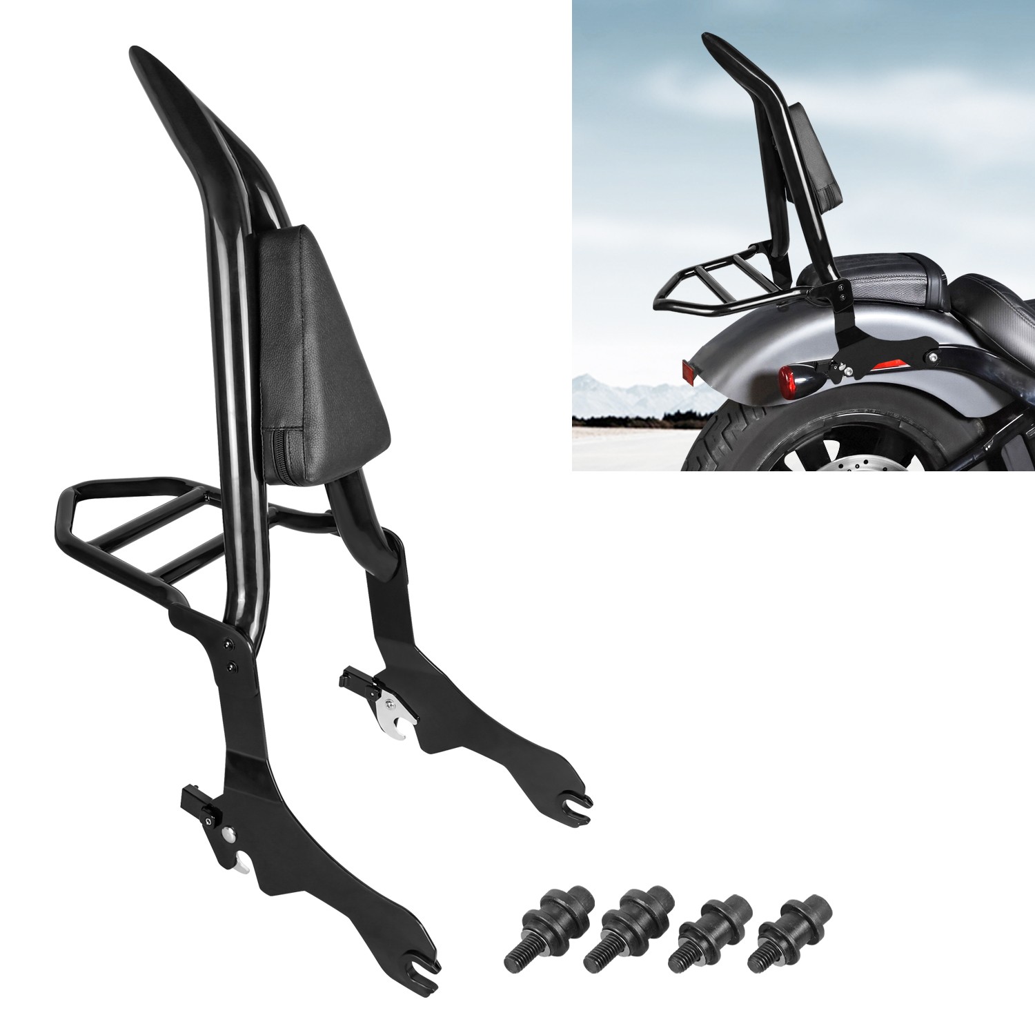 Passenger Backrest Sissy Bar Luggage Rack For Harley Softail Slim FLSL 2018-2021