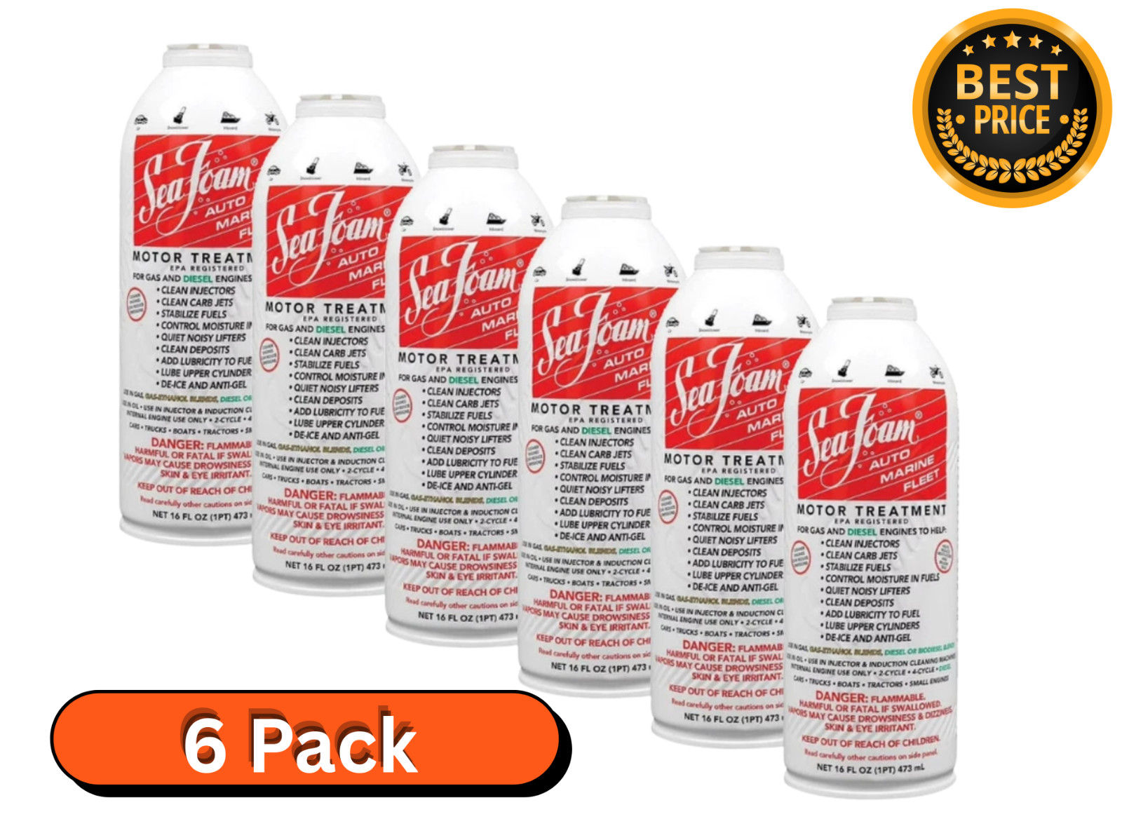 Sea Foam Motor Treatment SF16 Fuel Additive 16oz Gas Diesel 6 Pack