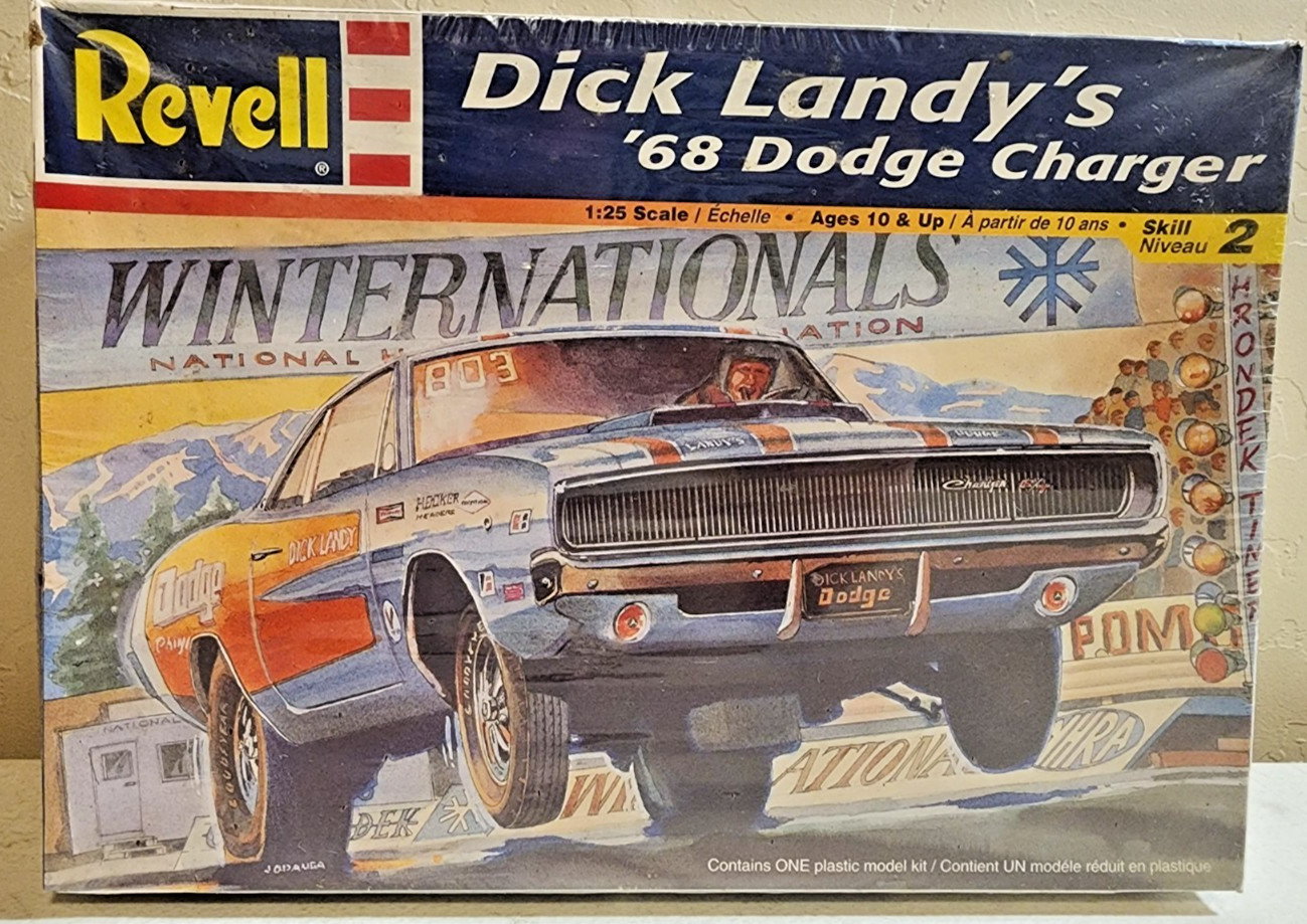 Revell Dick Landy\'s \'68 Dodge Charger Kit # 85-2573 Factory Sealed Dented Box Revell Dick Landy\'s \'68 Dodge Charger Kit # 85-2573 Factory Sealed Dented Box