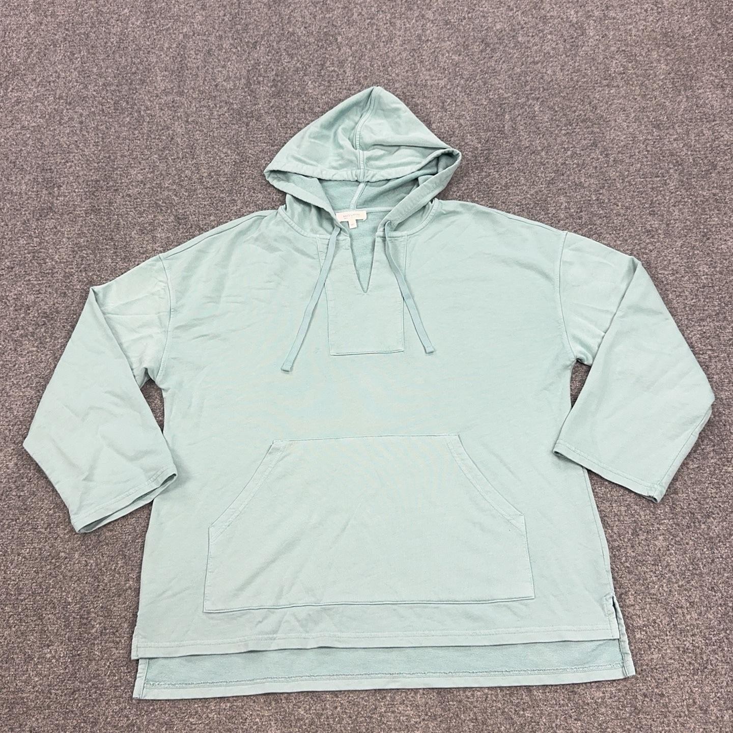 Haven Well Within Hoodie Womens Large Green V-Neck Pullover Kangaroo Pocket