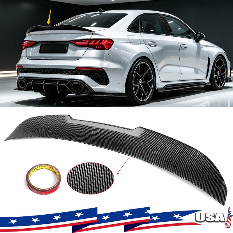 HIGHKICK PSM STYLE TRUNK SPOILER FOR 2022-2026 AUDI A3 S3 RS3 SEDAN CARBON LOOK