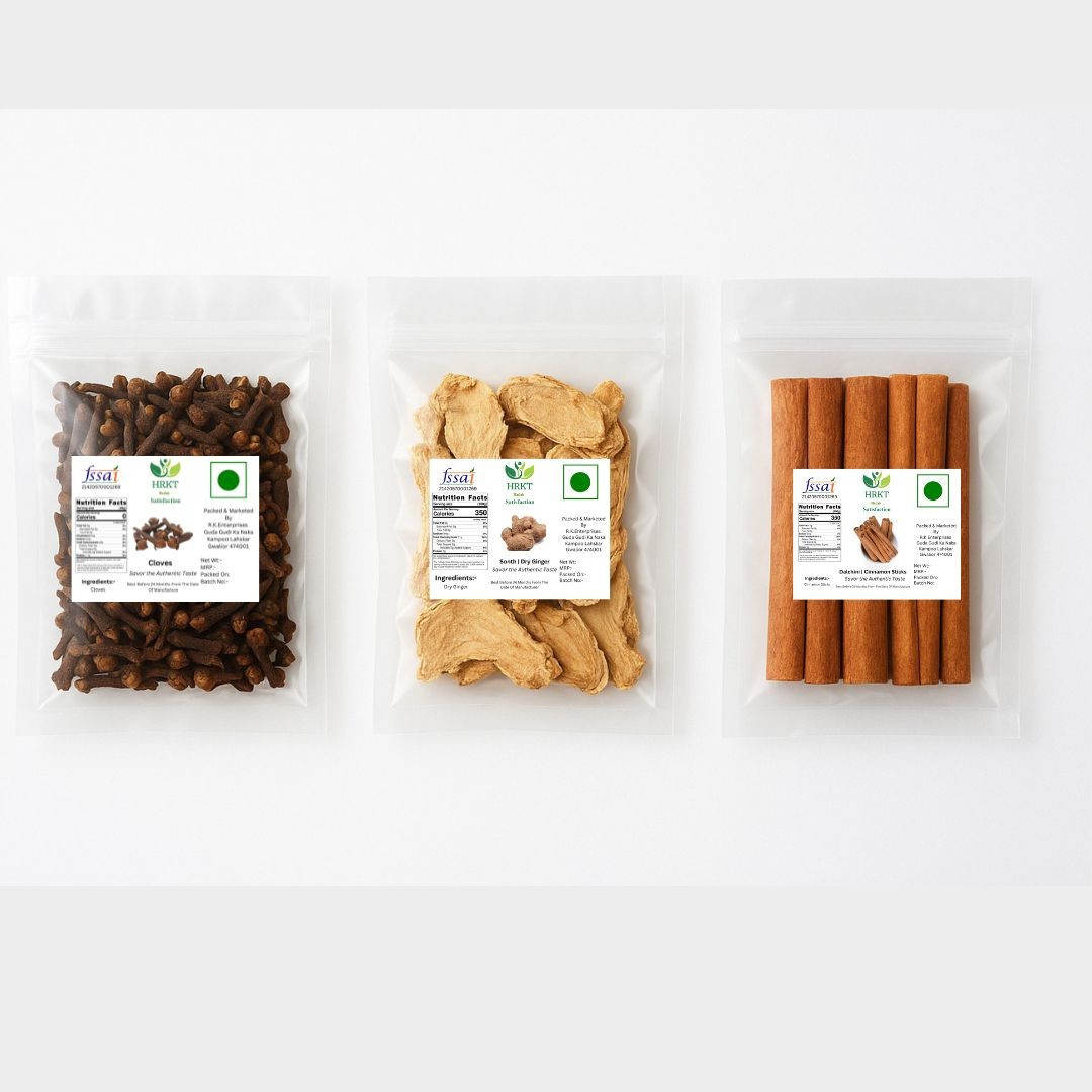 Whole Cloves | Dry Ginger | Cinnamon Sticks | Organic Spice Combo Pack 