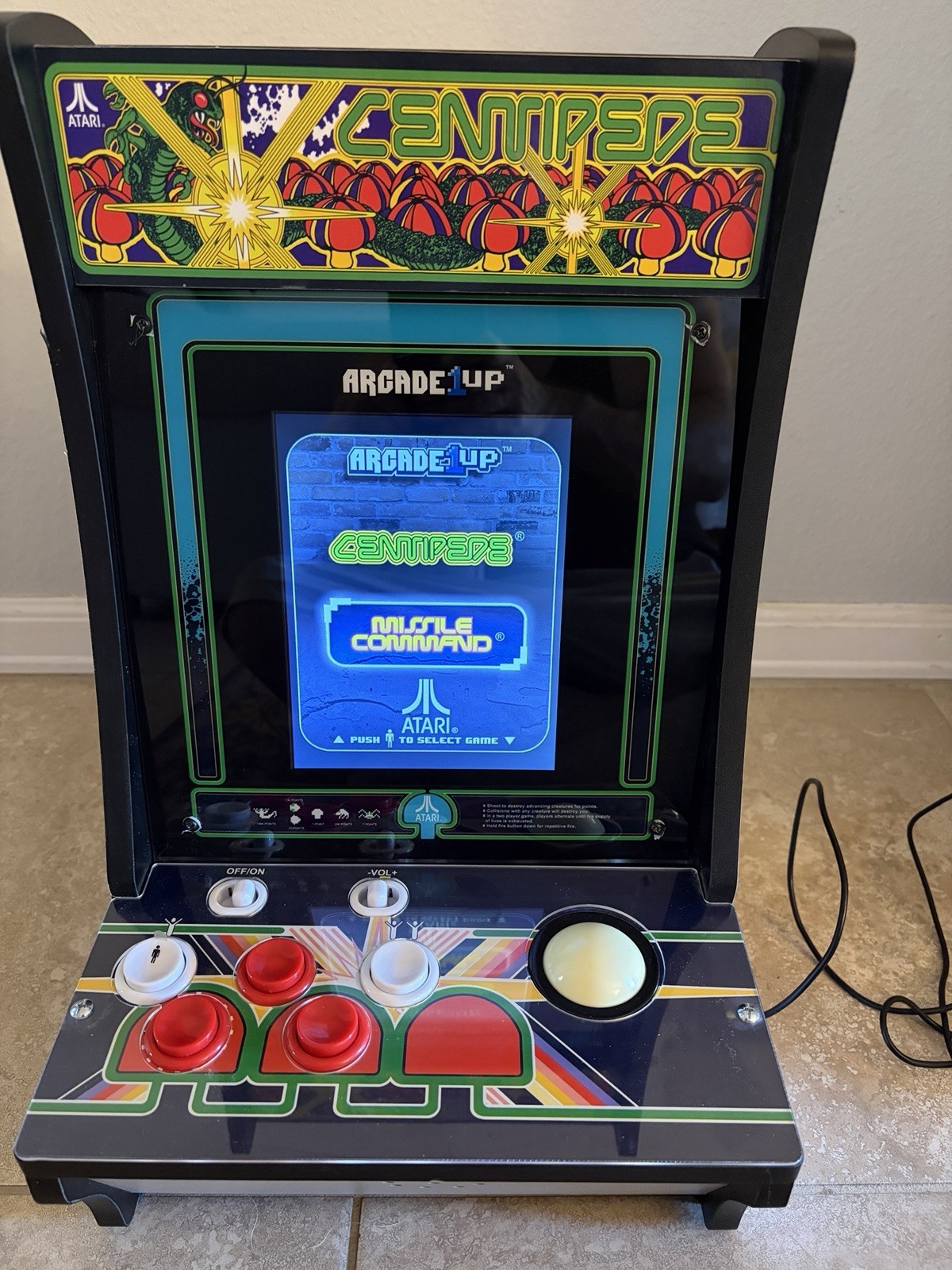 Arcade1Up Atari Centipede Countercade Tabletop Arcade Game Works No Power Cord Arcade1Up Atari Centipede Countercade Tabletop Arcade Game Works No Power Cord