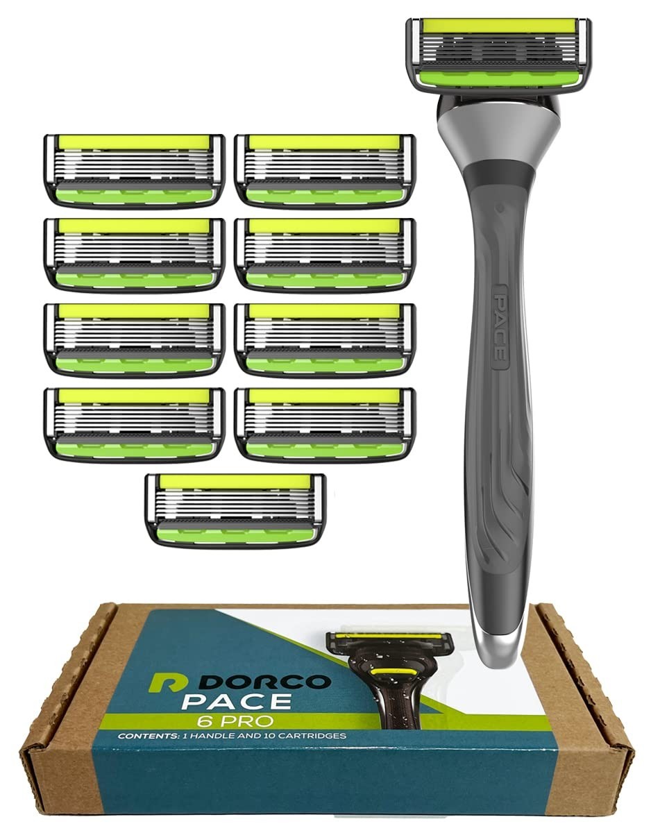 Dorco Pace 6 Pro - Six Blade Razor System with Trimmer - 1 Count (Pack of 10) 