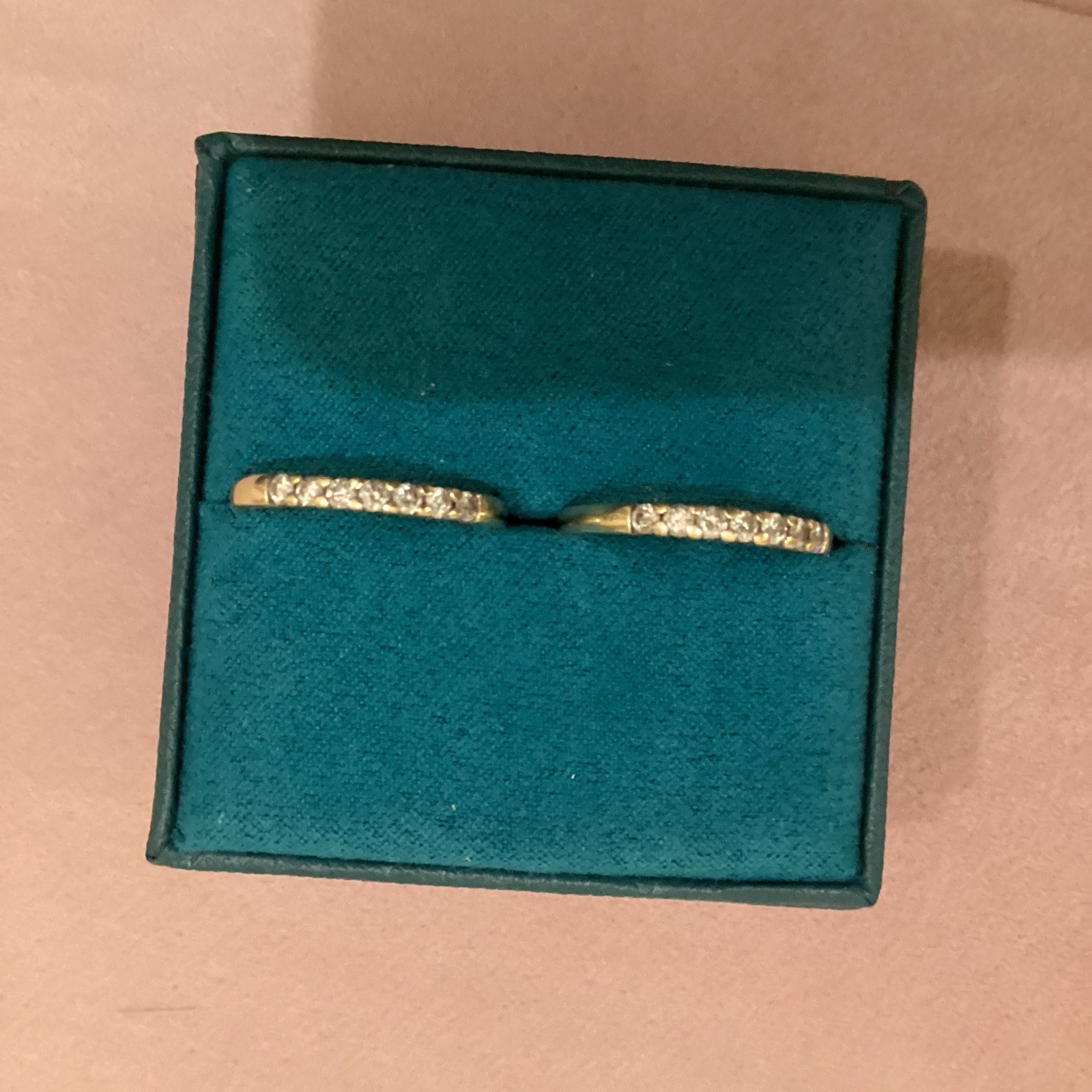 10k Yellow Gold Pavé Round Diamond Stackable Wedding/Anniversary Bands (2) Sz 6 10k Yellow Gold Pavé Round Diamond Stackable Wedding/Anniversary Bands (2) Sz 6