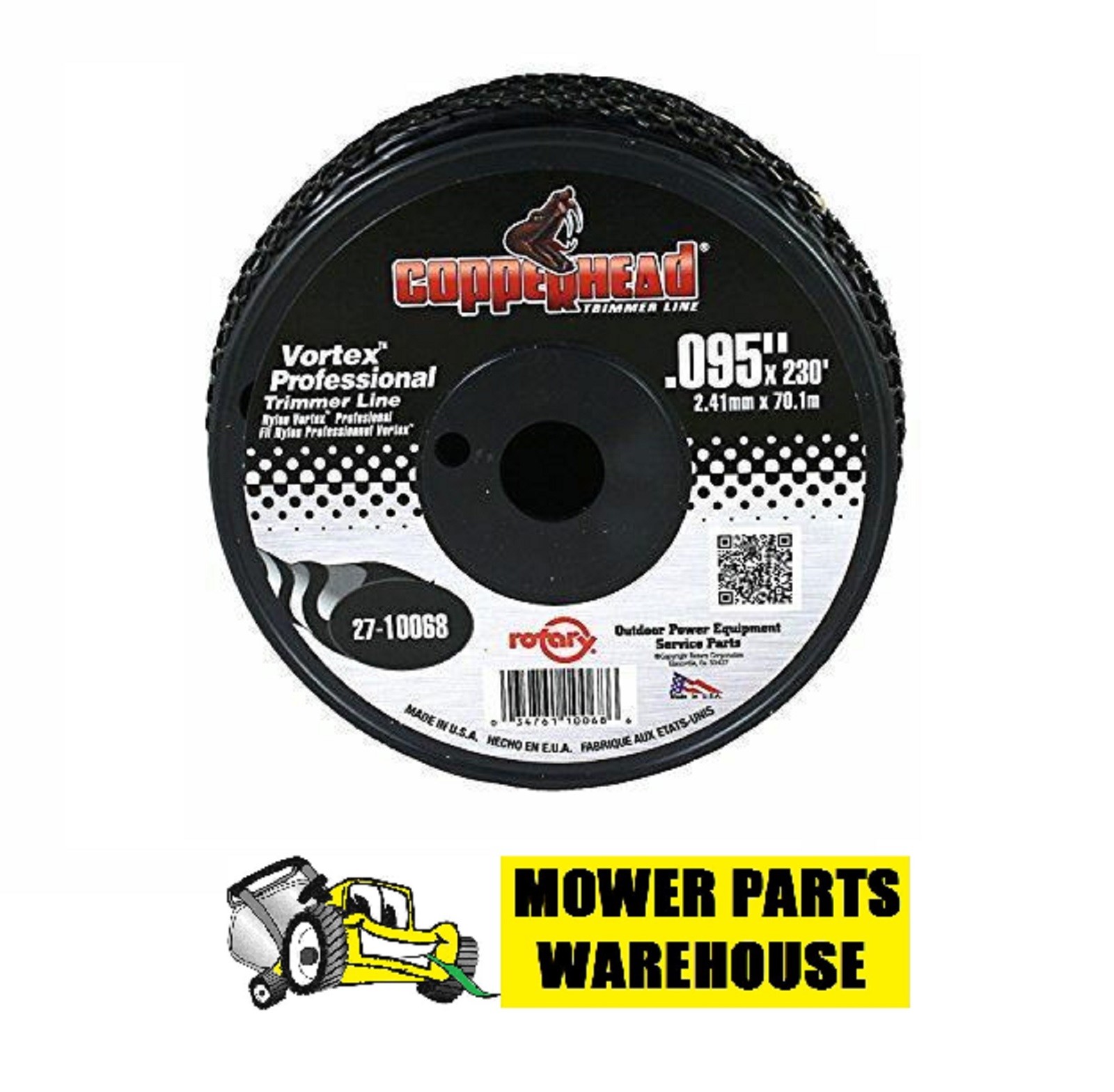 BLACK PROFESSIONAL VORTEX TWISTED TRIMMER LINE .095 230' SPOOL MADE IN THE USA 