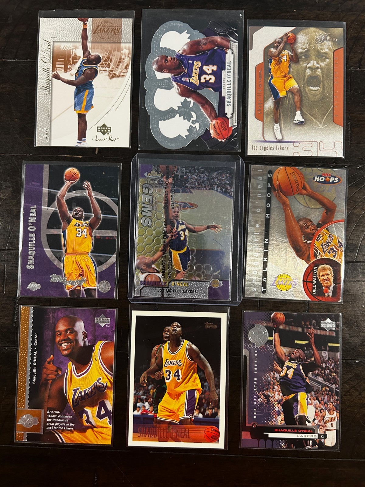 9 Card Shaquille O\'Neal Lakers lot - with 1999 Finest #106 with peel + more 9 Card Shaquille O\'Neal Lakers lot - with 1999 Finest #106 with peel + more