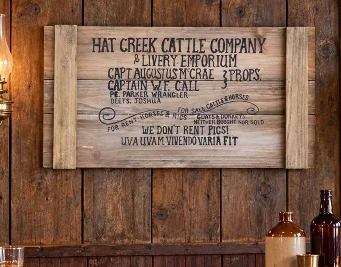 Lonesome Dove Hat Creek Cattle Sign All Barnwood up to 18 x 34 Inches