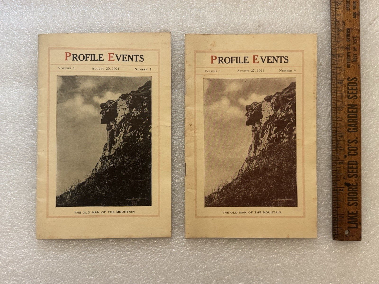 Two Rare 1921 “Profile Events” Booklets Profile House Old Man Of The Mountain NH