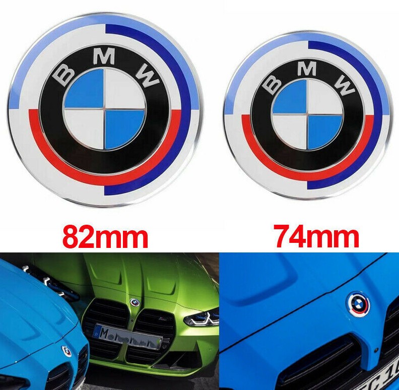 ✅️Front Hood 82mm & Rear Trunk 74mm Emblem Fits BMW 50th Anniversary 51148132375
