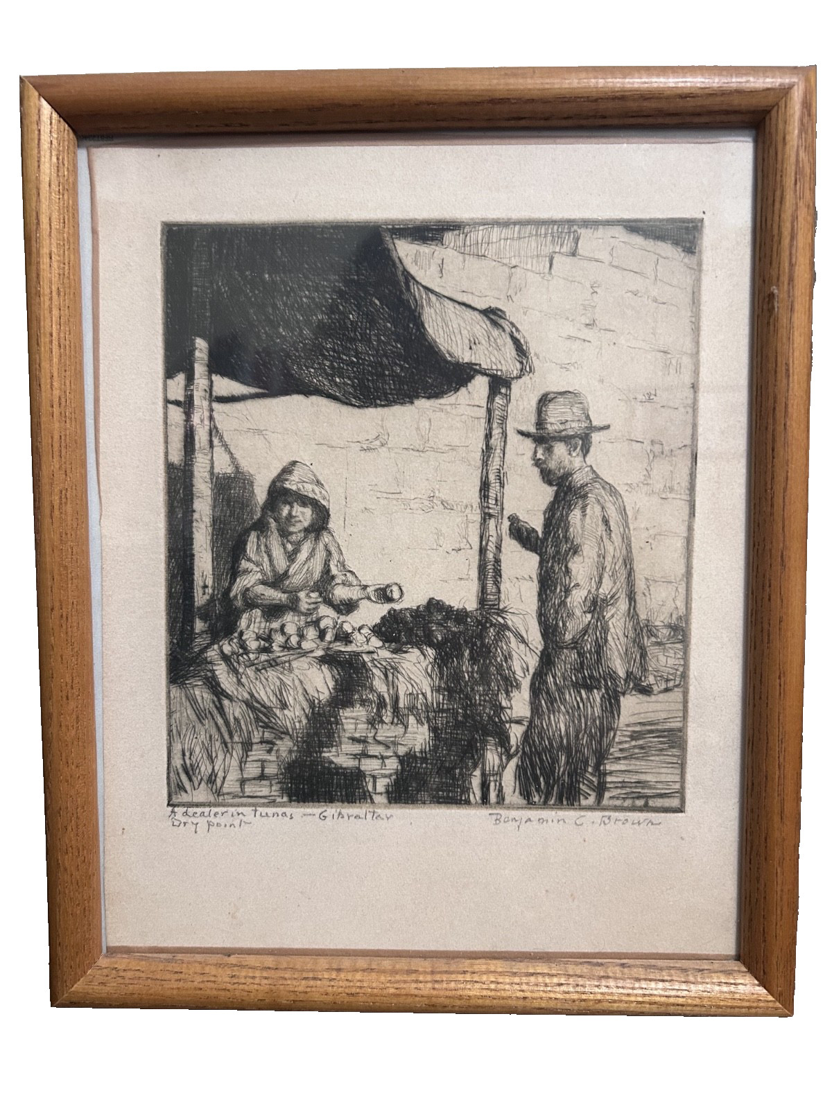 Original Benjamin C. Brown drypoint etching \