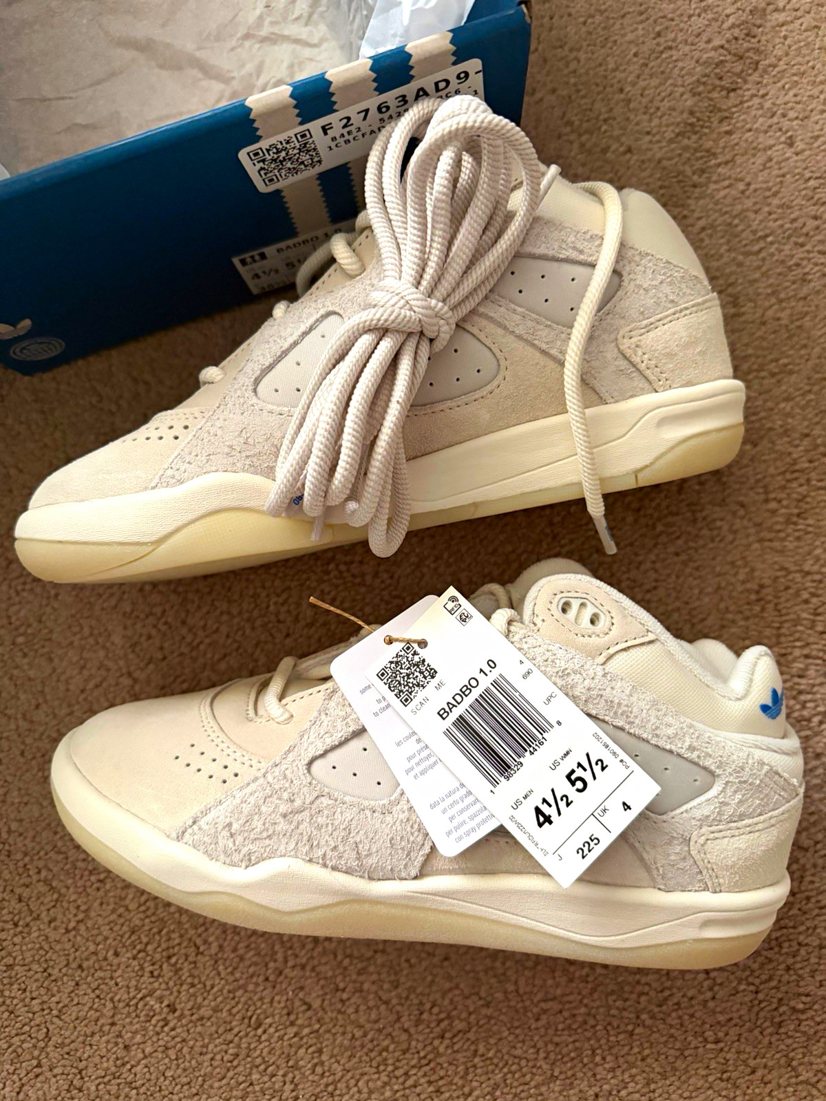 adidas Badbo 1.0 Unisex White Suede Sneakers US 4.5 KJ1468 adidas Badbo 1.0 Unisex White Suede Sneakers US 4.5 KJ1468