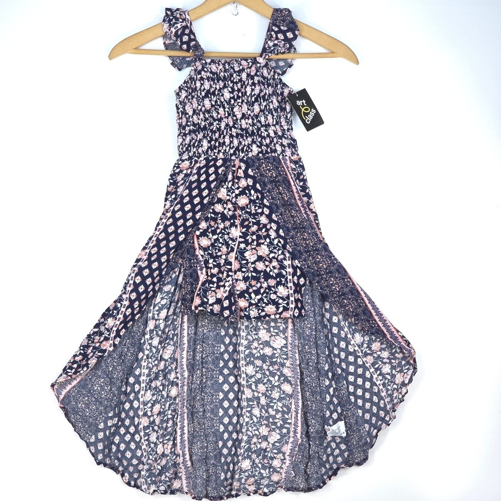Art Class Walk Through Maxi Romper Girls Medium 7/8 Smocked Floral Boho Peasant