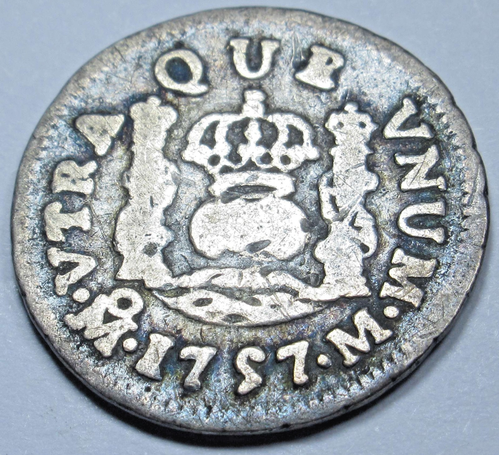 1757 Spanish Mexico Silver 1/2 Reales Genuine 1700's Pirate Treasure Pillar Coin