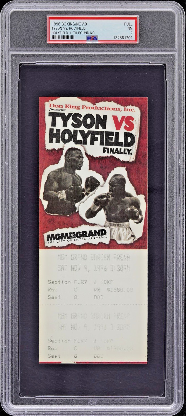 MIKE TYSON VS EVANDER HOLYFIELD 1996 BOXING FULL TICKET FLOOR SEAT🔥PSA 7