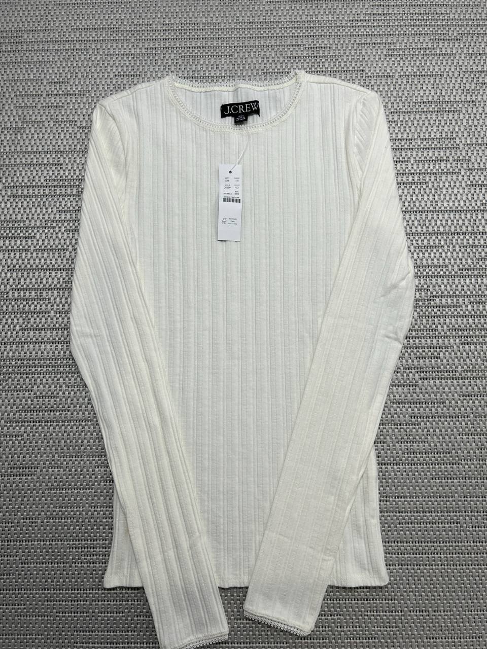 J.Crew Shirt Womens Xxs White Cotton Blend Knit Pullover New