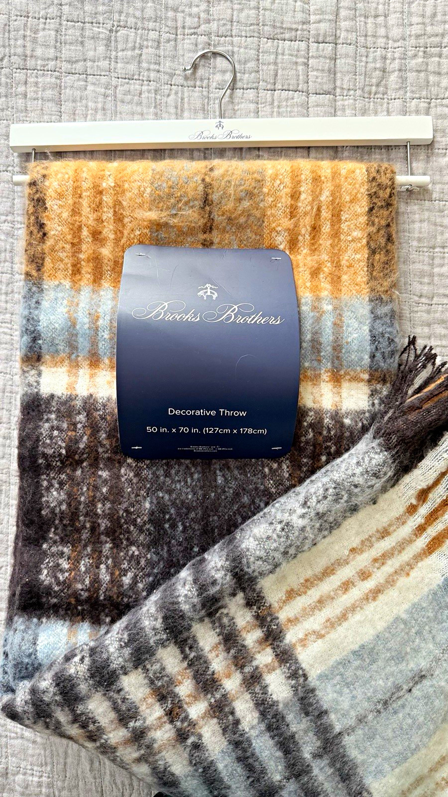 Brooks Brothers Decorative Throw Blanket Plaid Tartan Multicolor 50x70 Polyester