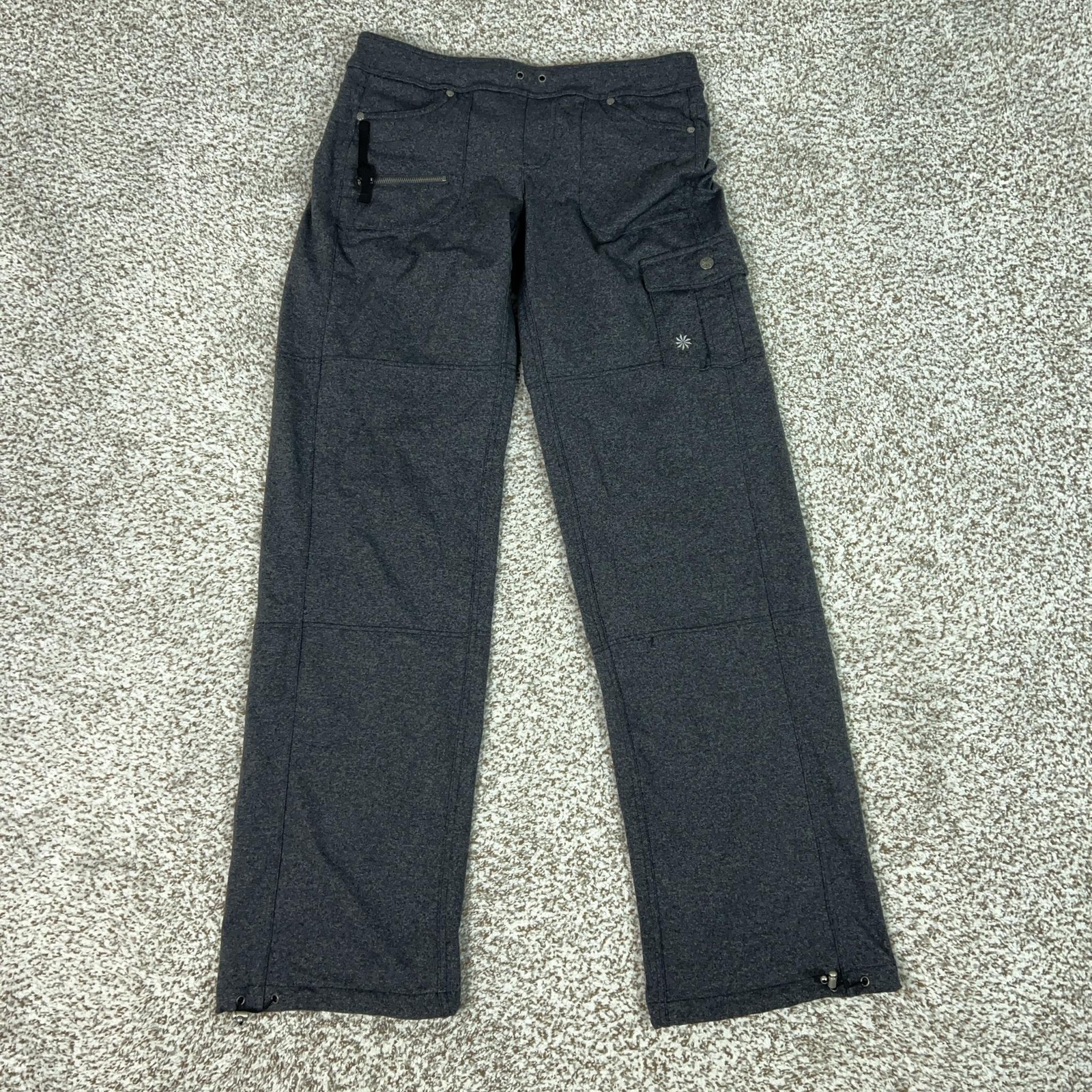Athleta Pants Womens ST Gray Softshell Cargo Track Pockets Bettona Boyfriend