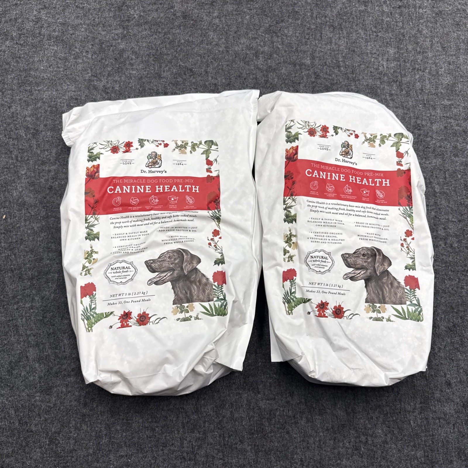 2 Dr Harvey\'s Canine Health Dog Food Dehydrated Base Mix 5 LB Bags Best By8/2027 2 Dr Harvey\'s Canine Health Dog Food Dehydrated Base Mix 5 LB Bags Best By8/2027