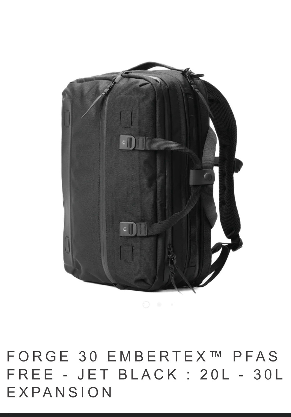 Black Ember Forge 30 Expandable 3-Way Commuter Backpack - Jet Black