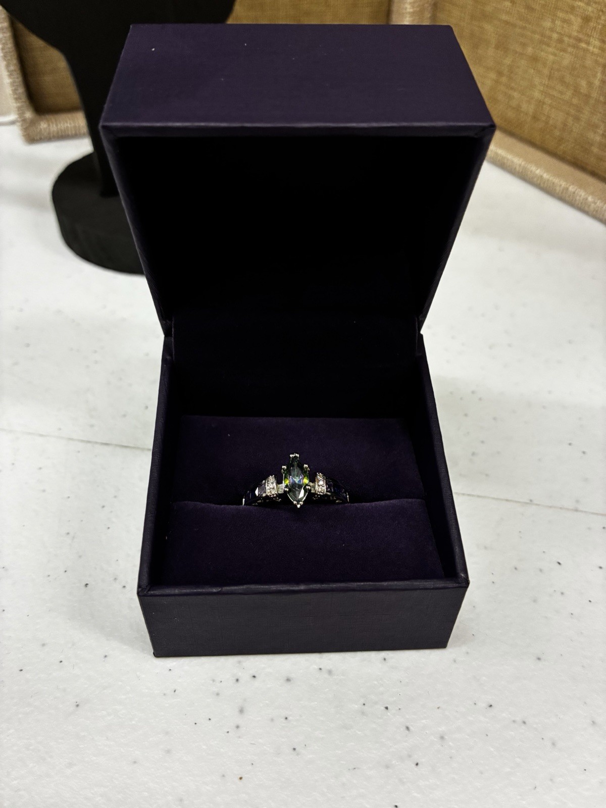Zales marquise-cut mystic fire topaz cocktail ring w/ White Sapphire Accents Sz8
