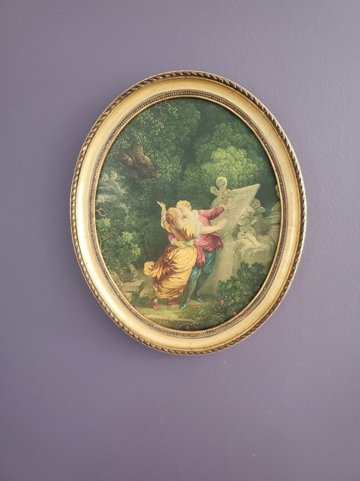 wooden painting painted the oath of love fragonard