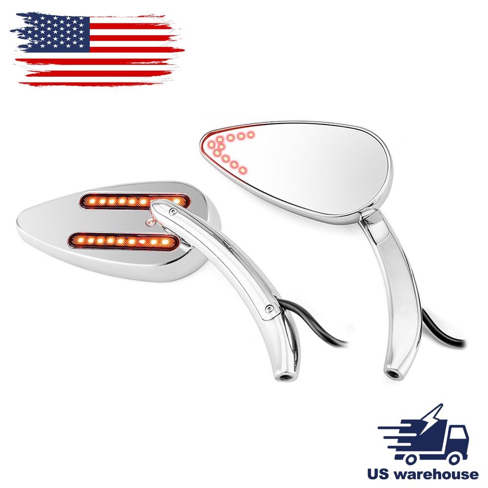 LED Rearview Mirrors w/Brake & Turn Signals LED Light For Harley Sportster Dyna LED Rearview Mirrors w/Brake & Turn Signals LED Light For Harley Sportster Dyna