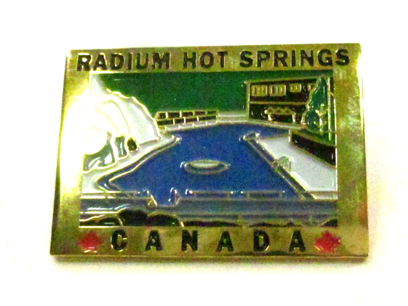 Radium Hot Springs Metal Lapel Hat Pin Canada 1 1/4\ Radium Hot Springs Metal Lapel Hat Pin Canada 1 1/4\