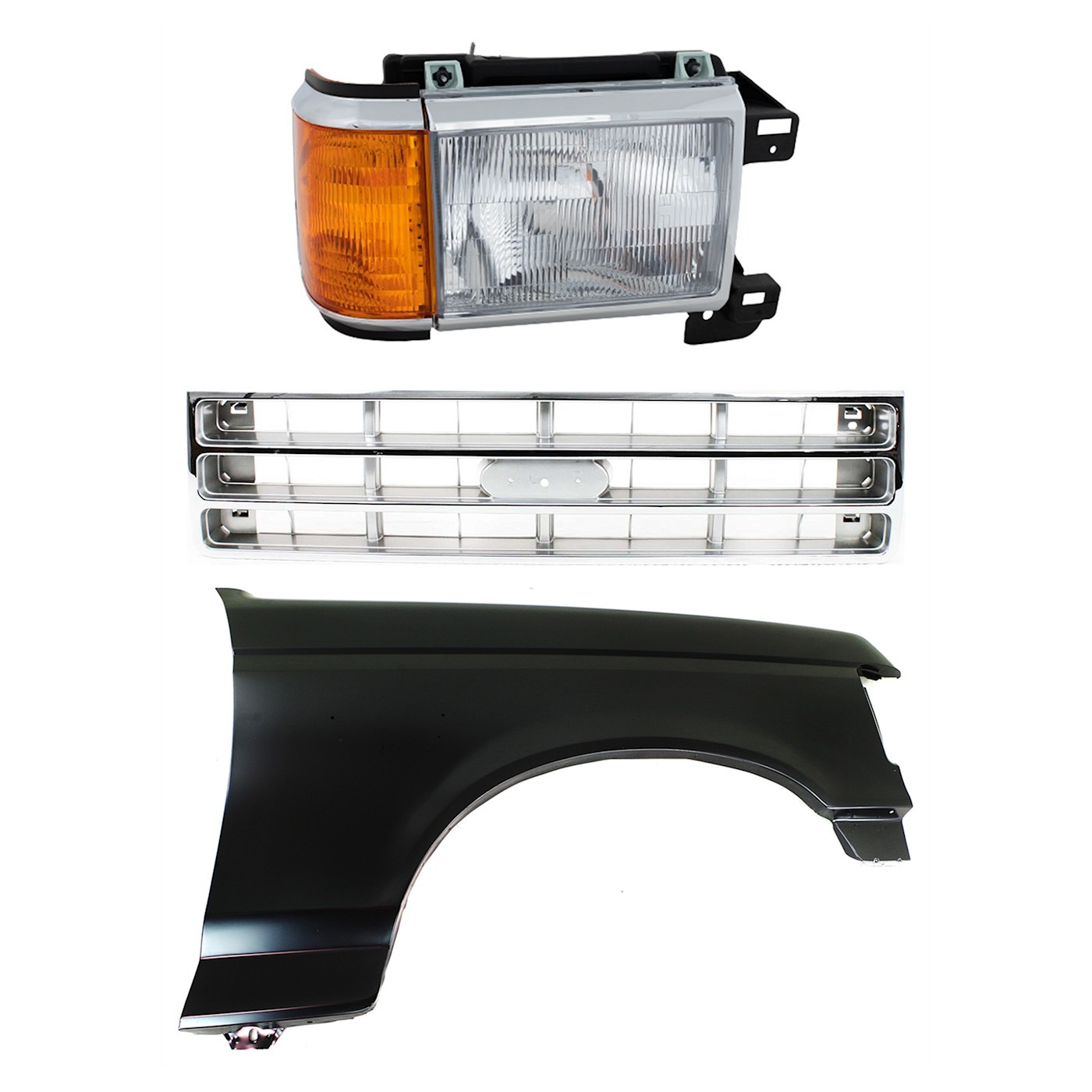 Fender and Headlight Kit For 1987-1988 Ford F-150 F-250 Primed Passenger Side