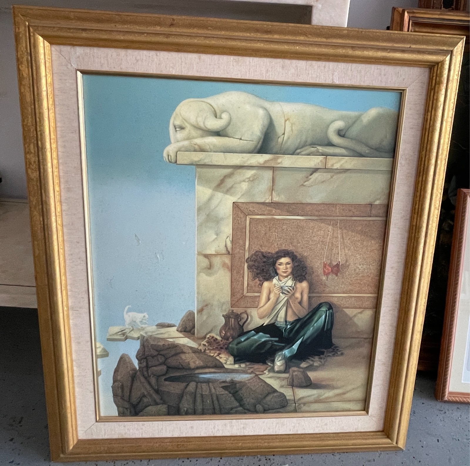 Large Hand-Painted Pre-Owned Portrait in Good Overall condition