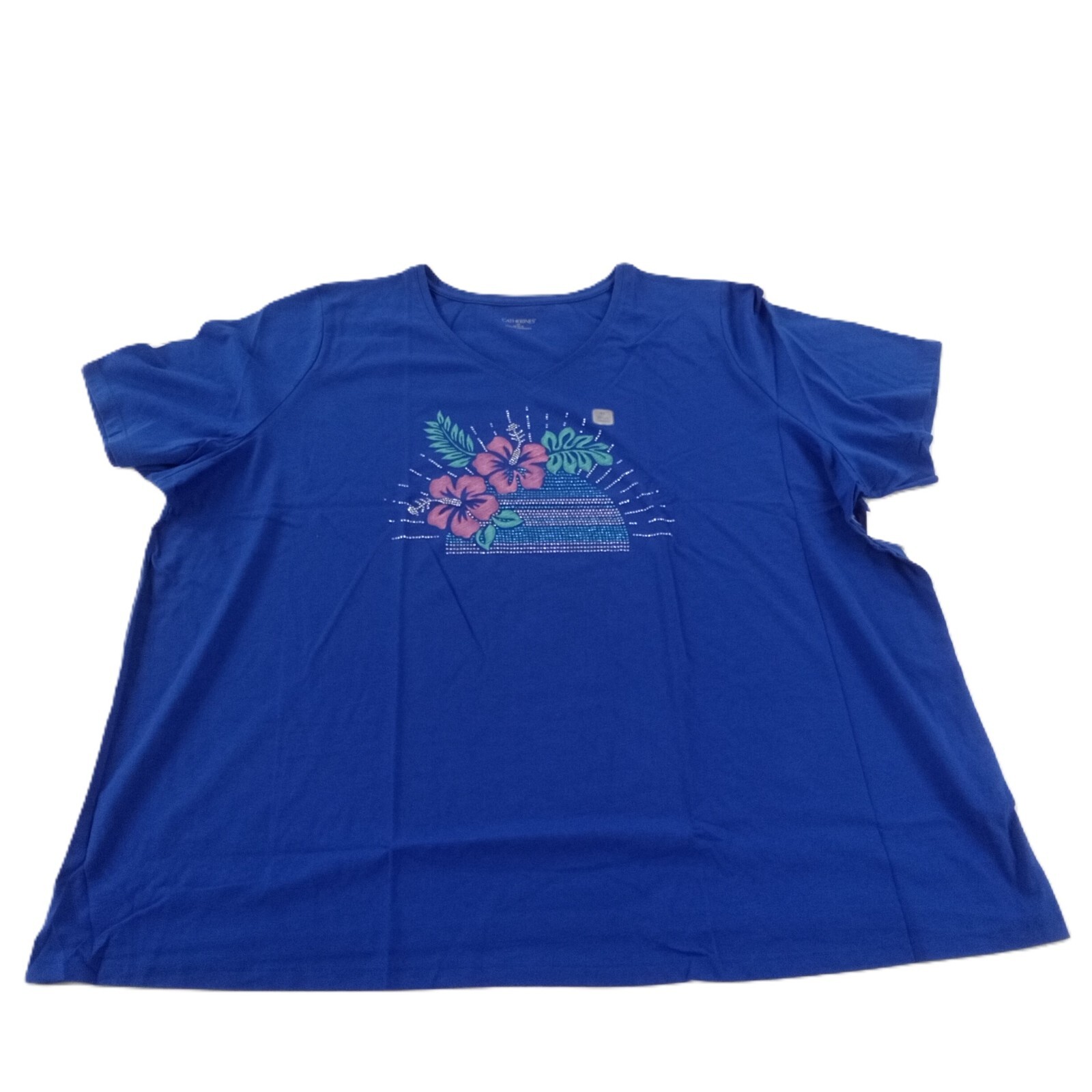 NWT Catherines Short Sleeve Royal T-Shirt Size 4X (30/32W)