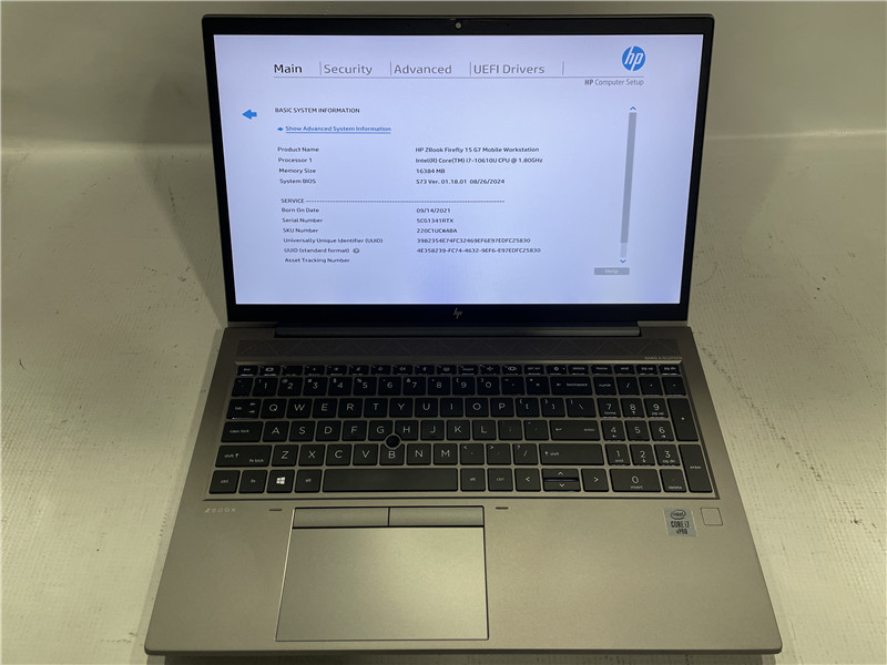 HP ZBook Firefly 15 G7 Laptop i7-10610U 1.8GHz 16GB 512GB SSD Win 11 COA Grade C