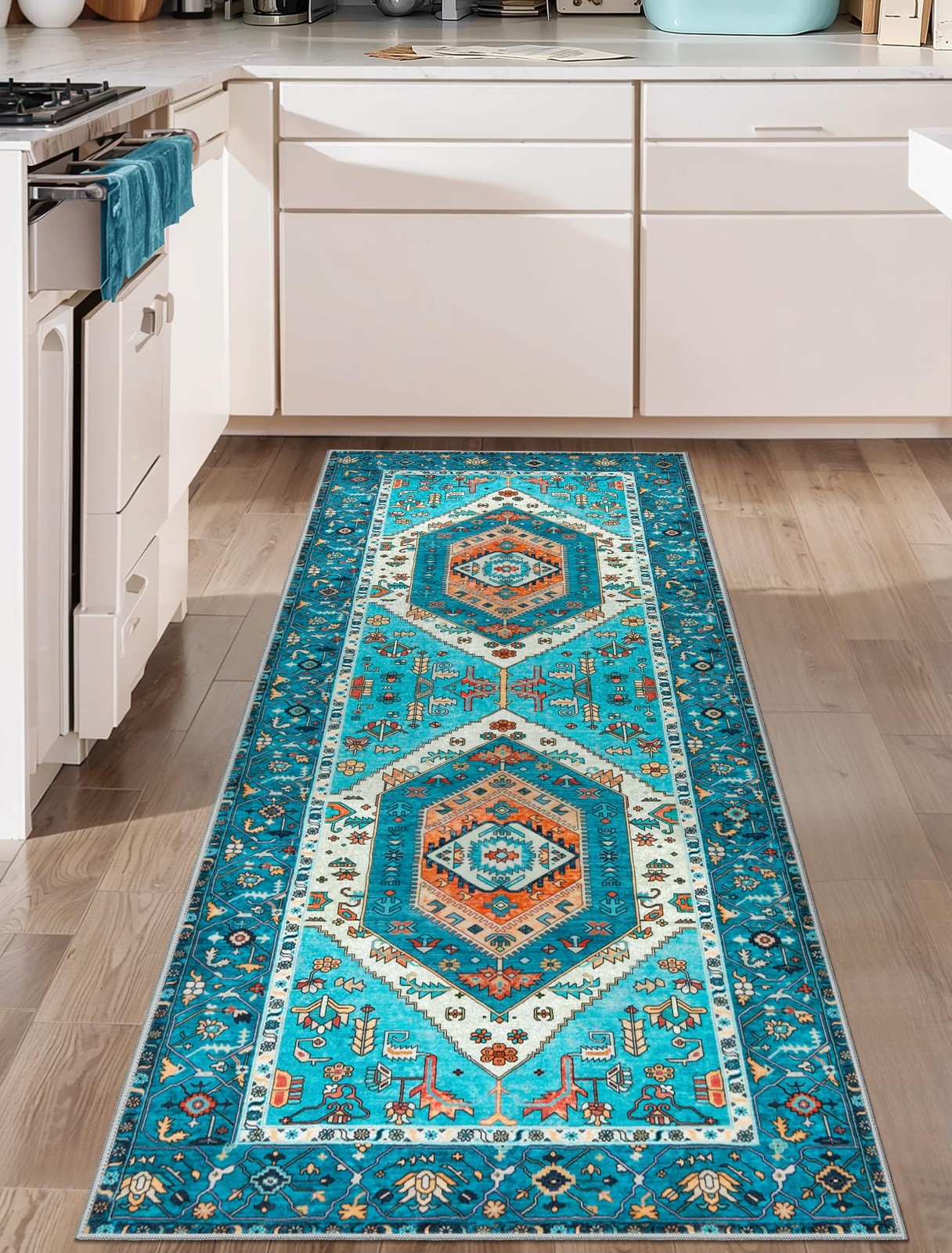 SERISSA Boho Washable Runner Rug, 2x6 Rug 2' x 6' (Runner), Blue/Multi SERISSA Boho Washable Runner Rug, 2x6 Rug 2' x 6' (Runner), Blue/Multi