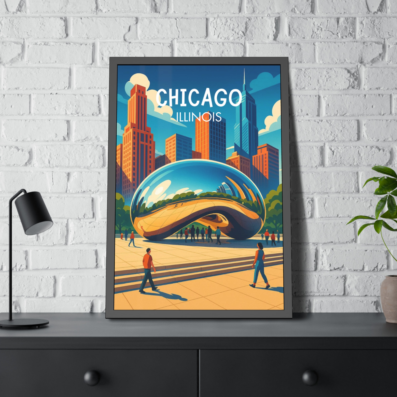 Visit Chicago Illinois USA America Travel Poster Print Wall Art Unframed Visit Chicago Illinois USA America Travel Poster Print Wall Art Unframed