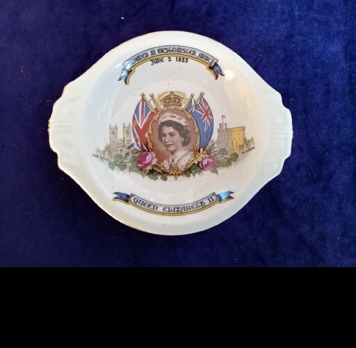Vintage June 2 1953 Queen Elizabeth II Small Dish Coronation Aynsley Rare