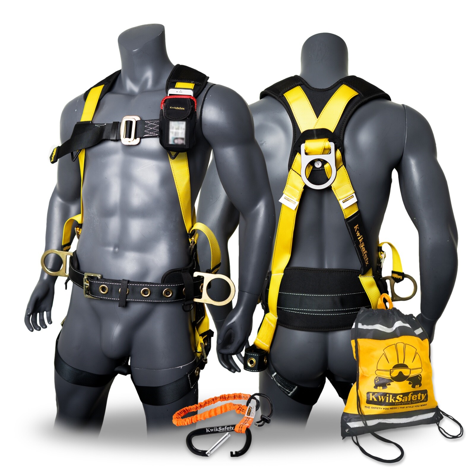 KwikSafety TYPHOON Safety Harness ANSI Fall Protection 3D Ring + Back Support KwikSafety TYPHOON Safety Harness ANSI Fall Protection 3D Ring + Back Support