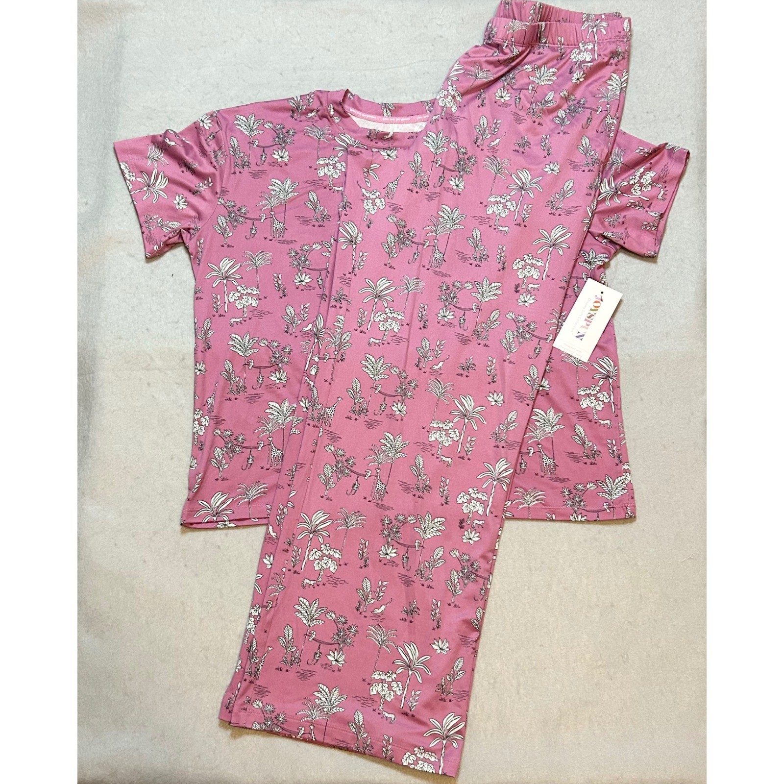 Joyspun Dreamy Soft Pajama Set S 4-6 Pink Jungle Giraffe Print Shirt Pants NEW Joyspun Dreamy Soft Pajama Set S 4-6 Pink Jungle Giraffe Print Shirt Pants NEW