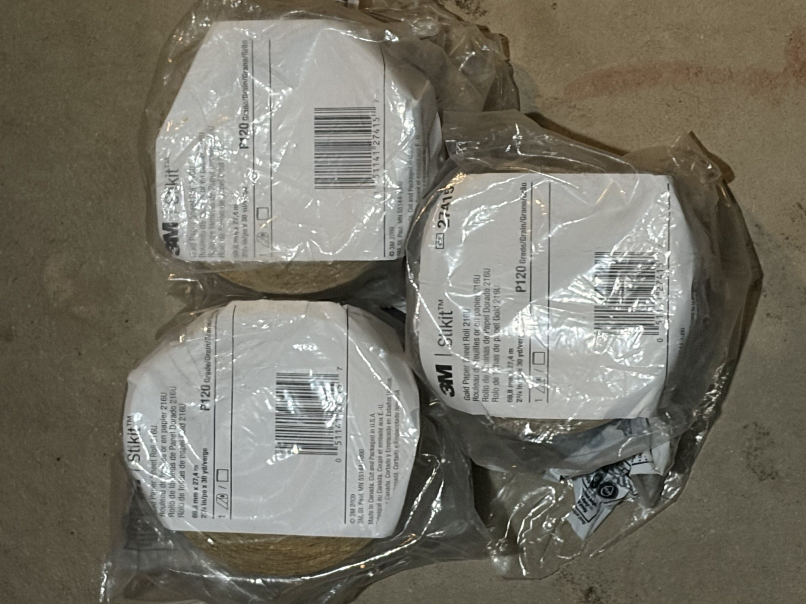 3M 02597 Stikit Gold Abrasive Sanding Sheet Roll P120A Grade (3)Rolls Total