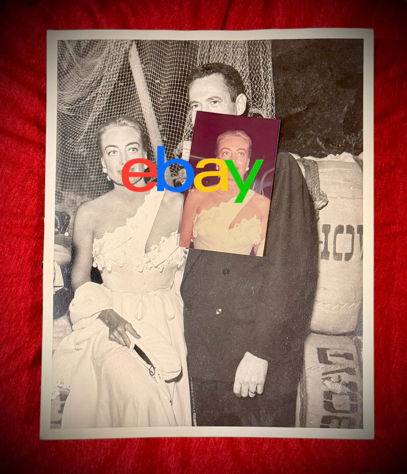 RARE Joan Crawford Group of 2 orig \'51 candid photos w/Dore Freeman + real color